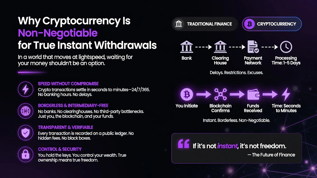 Why Cryptocurrency Is Non-Negotiable for True Instant Withdrawals