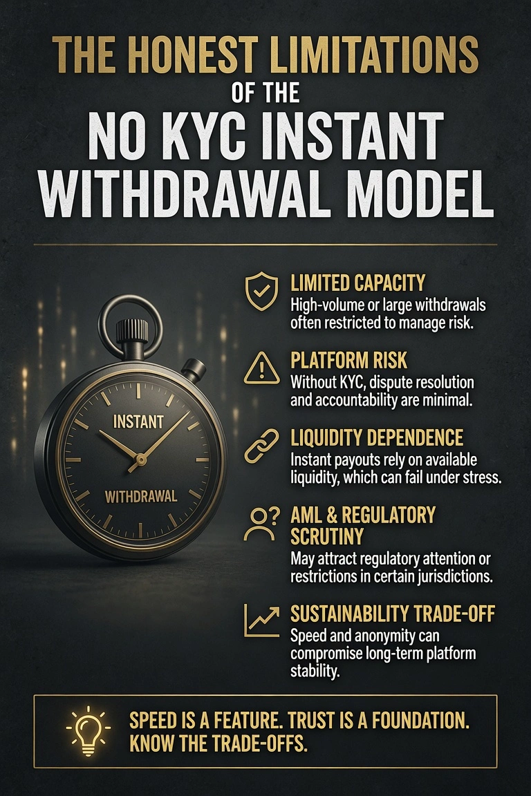 The Honest Limitations of the No KYC Instant Withdrawal Model