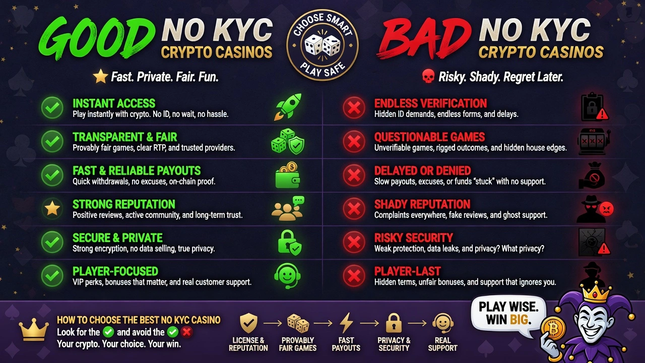 The Difference Between Good and Bad No KYC Crypto Casinos
